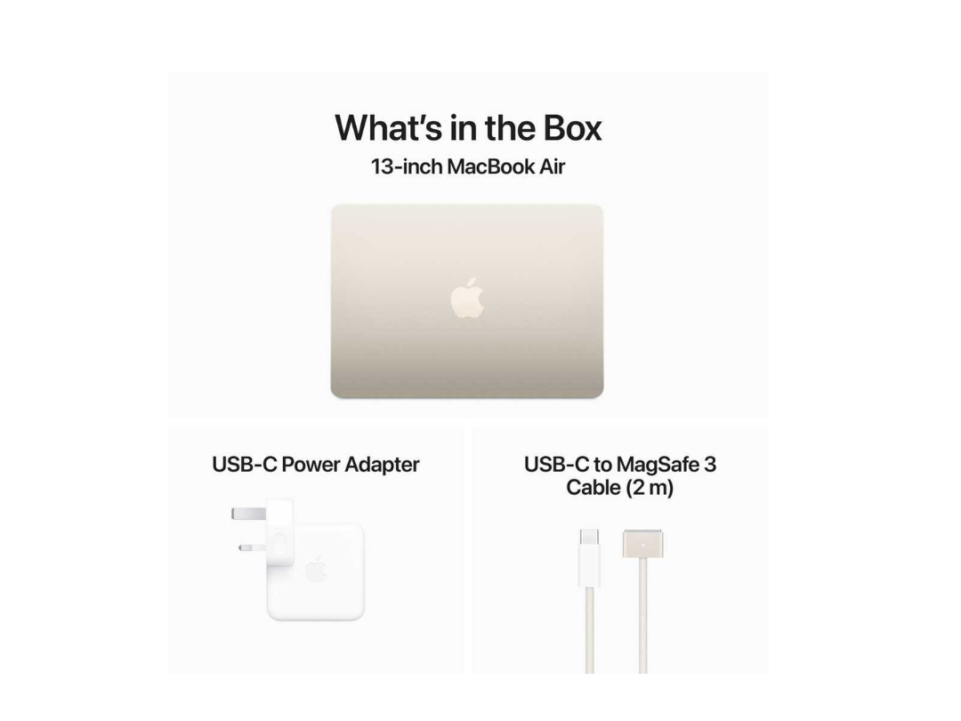 Apple MacBook Air 13 بوصة (2024) - M3 مع وحدة معالجة مركزية 8 نواة / ذاكرة وصول عشوائي 8 جيجابايت / SSD 256 جيجابايت / وحدة معالجة رسومية 8 نواة / macOS Sonoma / لوحة مفاتيح إنجليزية وعربية / Starlight / إصدار الشرق الأوسط Apple MacBook Air 13 بوصة (2024) - M3 مع وحدة معالجة مركزية 8 نواة / ذاكرة وصول عشوائي 8 جيجابايت / SSD 256 جيجابايت / وحدة معالجة رسومية 8 نواة / macOS Sonoma / لوحة مفاتيح إنجليزية وعربية / Starlight / إصدار الشرق الأوسط